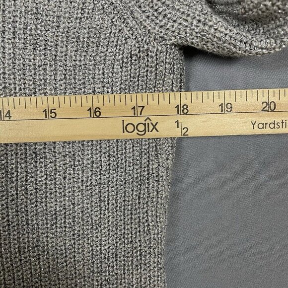 White House Black Market Silver Metallic Ombre Sweater Medium Cowl Neck Pullover - Picture 13 of 16